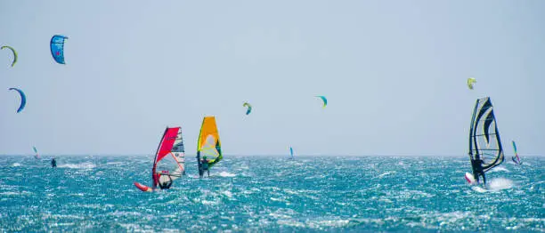 Photo of People doing kitesurfing and windsurfing