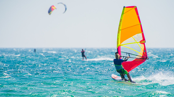 On August 30th 2023, Veulettes sur Mer , France. During the last week of summer holidays in France, people enjoy the beach activities