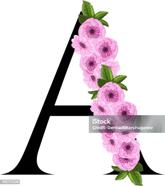 Letter A Floral Ornament Stock Illustration - Download Image Now - Abstract, Animal, Book