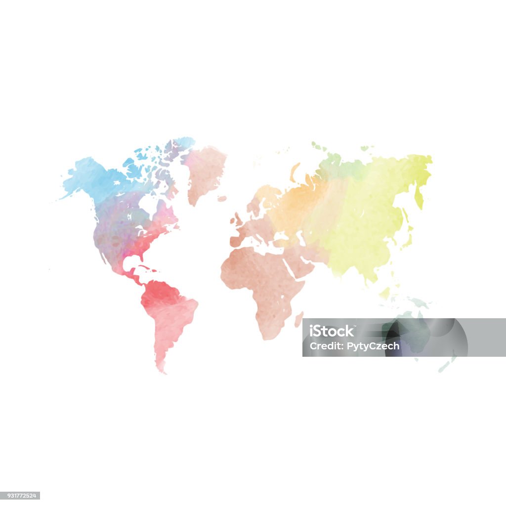 Watercolor map of World. Colorful vector illustration Watercolor map of World. Colorful vector illustration. World Map stock vector