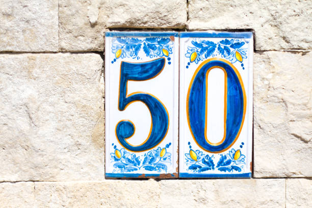 istock Italy: Ceramic Number 50 Street Address Tile (Close-Up) 931772948