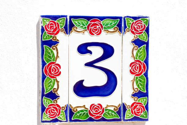 istock Italy: Colorful Ceramic Number 3 Street Address Tile 931773156