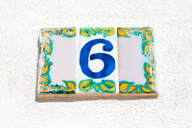 istock Italy: Ceramic Number 6 Street Address Tile (Close-Up) 931773300
