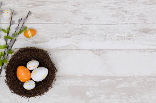 istock Happy easter decoration background, eggs in the nest 931776438