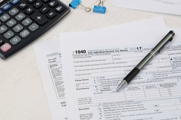 istock US tax form 1040 with pen and calculator 931776602