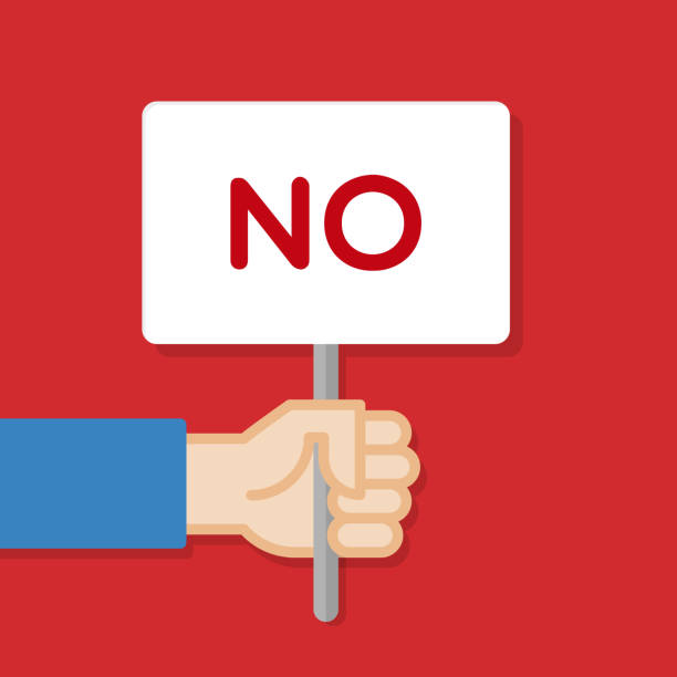istock Hand holding white board. Banner with minimal icon. Concept of protest. Vector illustration, flat style. 931778868