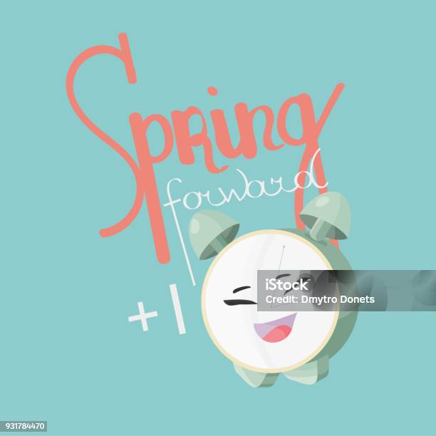 Spring Forward Daylight Vector Illustration Alarm Clock Cute Mascot And ...