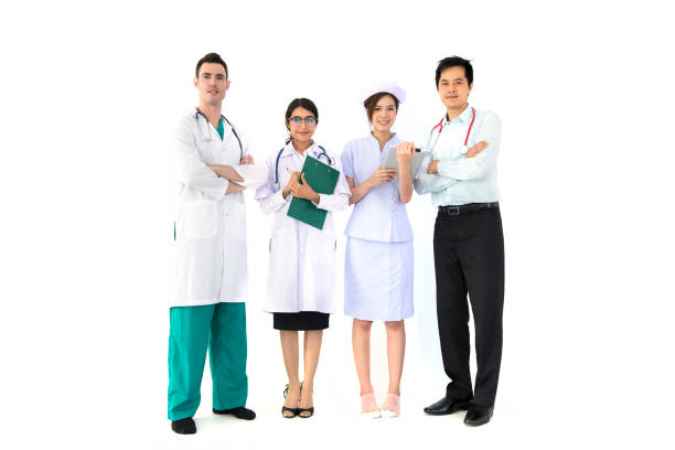 istock Medical doctors group. Isolated on white background on white background  business concept and copy space for texture 931784582