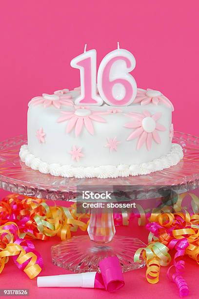 Sweet Sixteen Cake Stock Photo - Download Image Now - Candle, Number 16, Anniversary