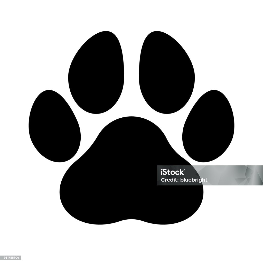 Paw_Print Black silhouette of a paw print, isolated. Paw Print stock vector