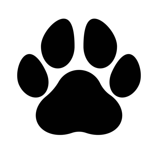 Paw_Print Black silhouette of a paw print, isolated. paw stock illustrations