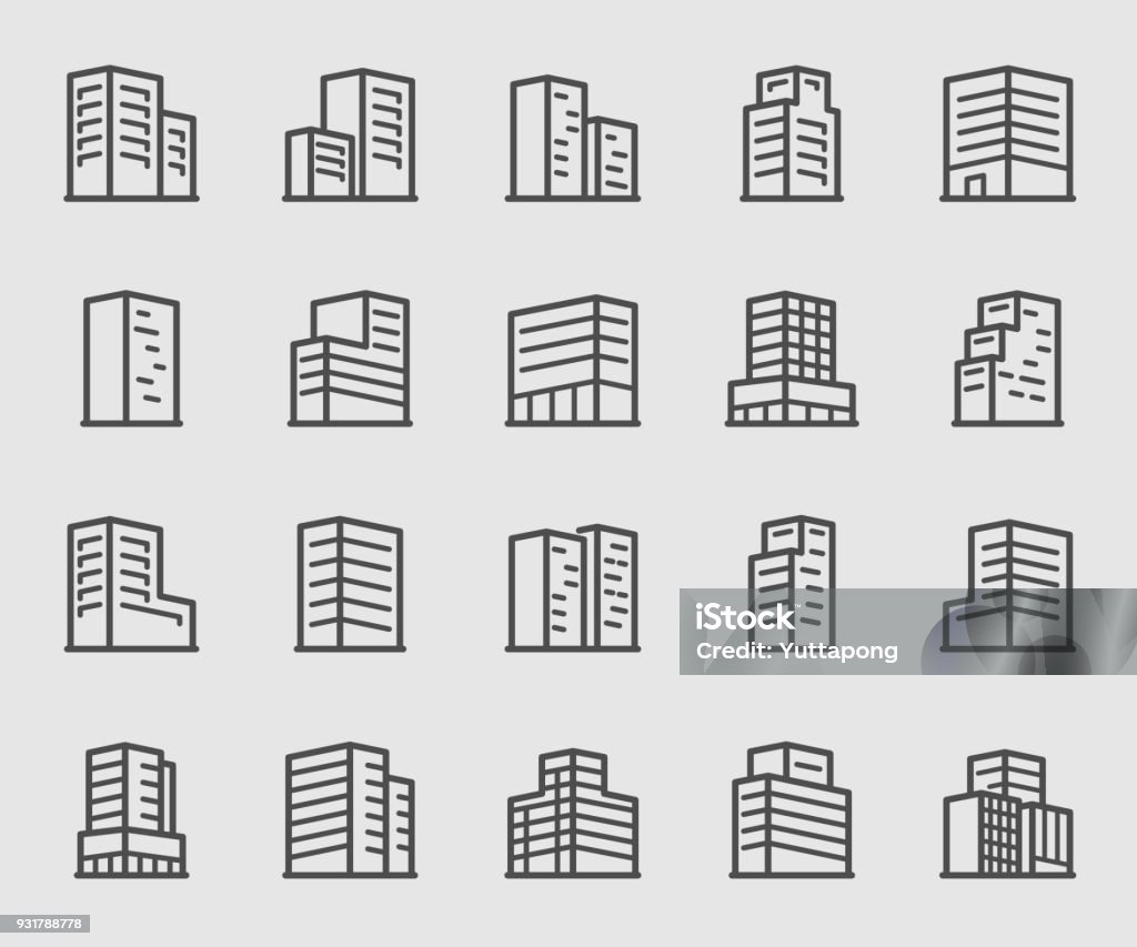 Office building line icon Icon Symbol stock vector