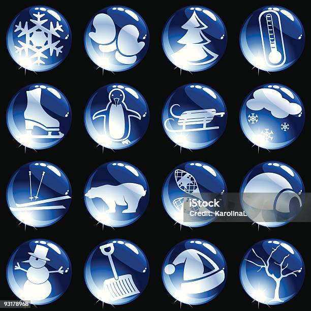 Ilustración de Alto Brillo Con Botones De Invierno y más Vectores Libres de Derechos de Azul - Azul, Blanco - Color, Brillante