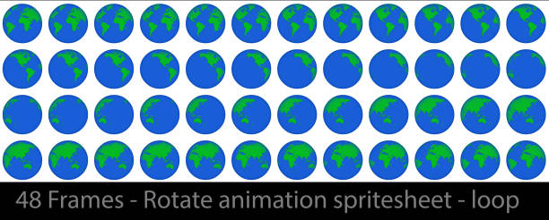 Globe rotation animation sprite sheet loop animation vector art illustration