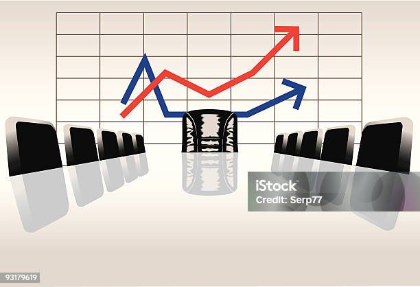 Rangée De Chaises Dans Un Brasune Table Vecteurs libres de droits et plus d'images vectorielles de Affaires - Affaires, Point de fuite, Table