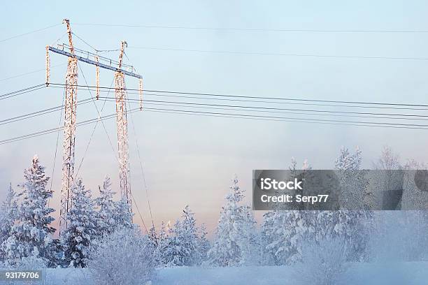 Electric Main Support Stock Photo - Download Image Now - Power Line, Winter, December