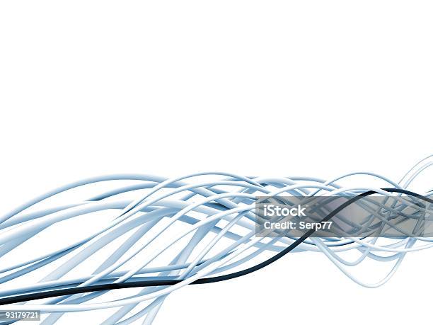 Fibreoptical Blue And White Cables Stock Photo - Download Image Now - Cable, Fiber Optic, Steel Cable