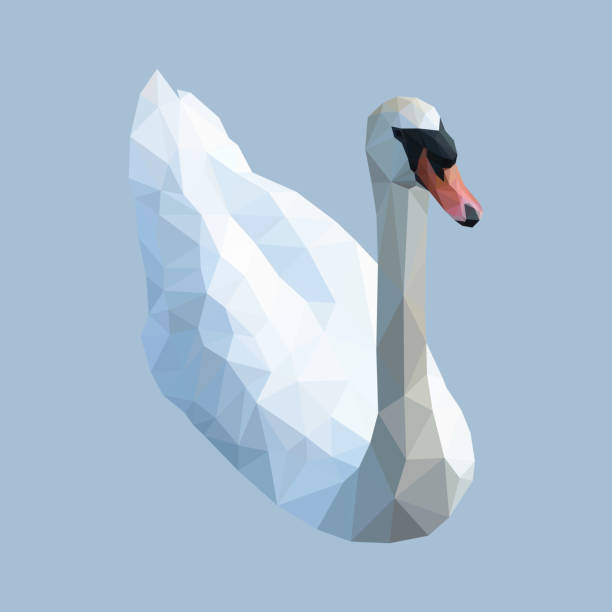 istock Isolated white swan composed of triangles on white background. Colored polygonal geometric hooper. 931801900