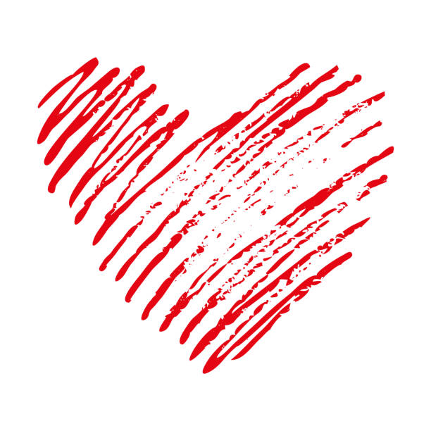 istock Isolated red hand drawn heart drawn by colored pencil on the white background. 931805306