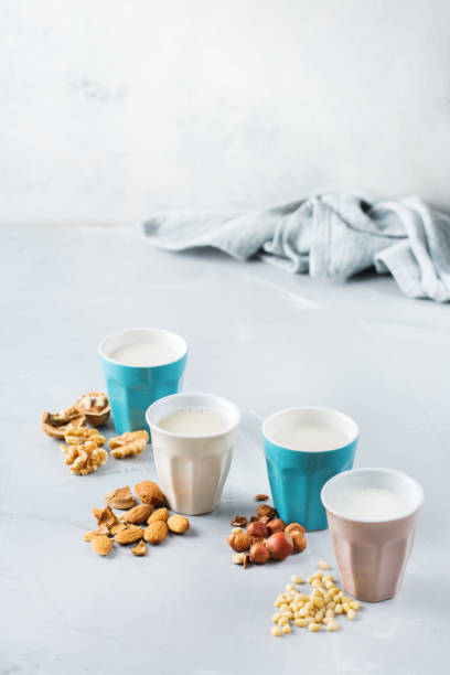 istock Assortment of organic vegan non diary milk from nuts 931805500