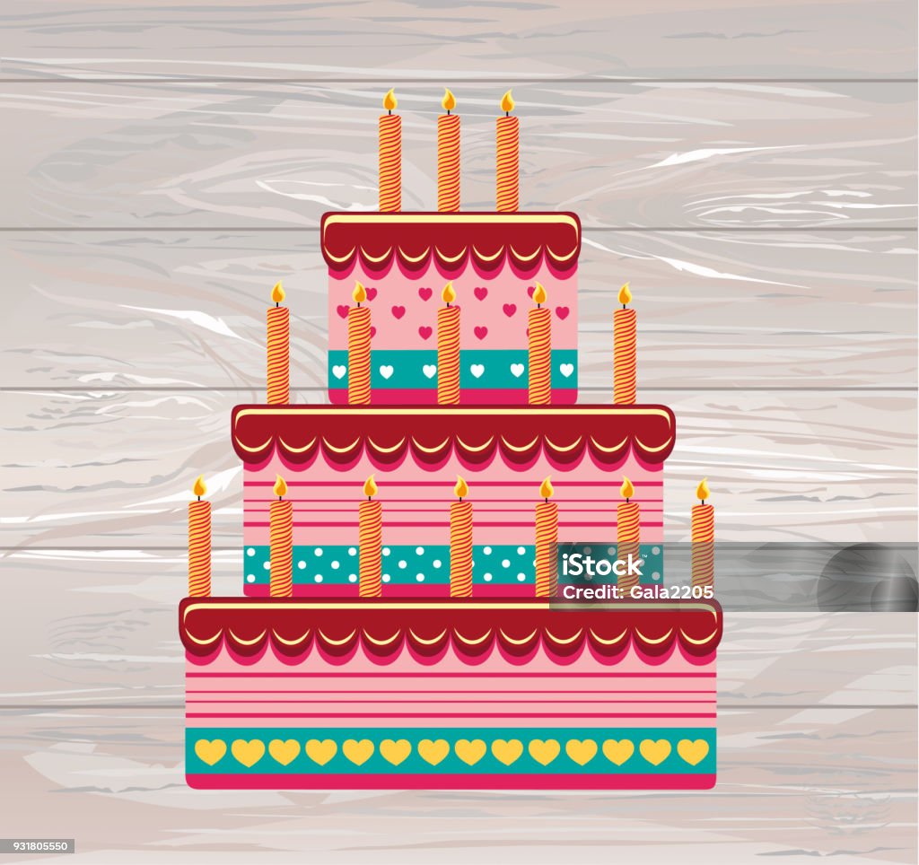 Festive Big Cake Happy Birthday Greeting Card Or Invitation For A ...