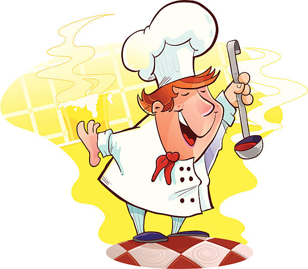 Happy chef vector art illustration