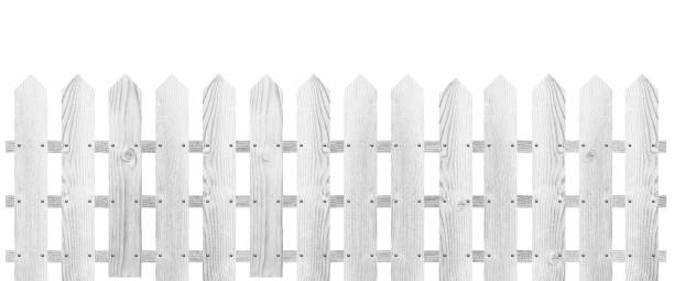 istock Brown wooden fence isolated on white background 931815830