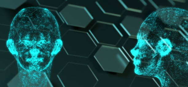 istock Abstract Network Connection Mesh Of Human Head On Hexagon Background 931816420