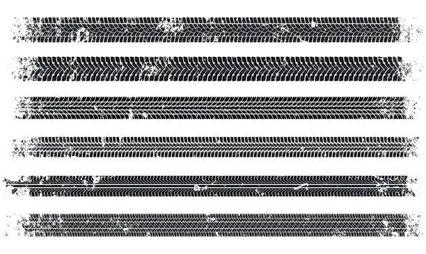 Vector illustration of Grunge car tracks marks