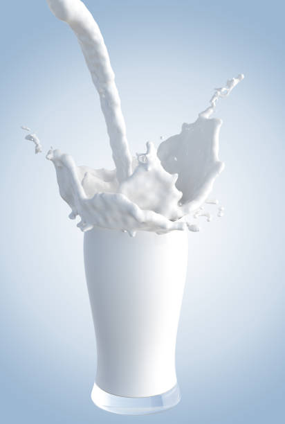 istock drops milk splash in a glass 3D illustration on blue background,isolated Include clipping path. 931823562