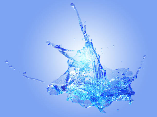istock water splash isolated on blue background,clean splashes water Include clipping path 3D illustration for artwork 931823592