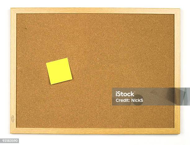Cork Board W Sticky Note Stock Photo - Download Image Now - Bulletin Board, Cork - Material, Wall - Building Feature