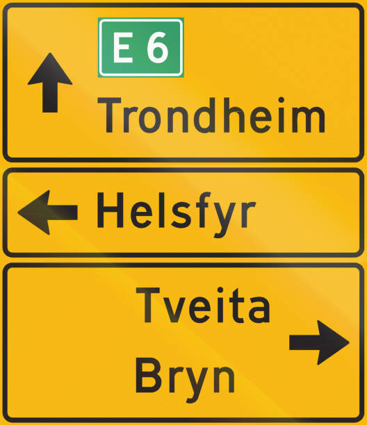 istock Composite of Norwegian highway direction signs with destinations 931840258