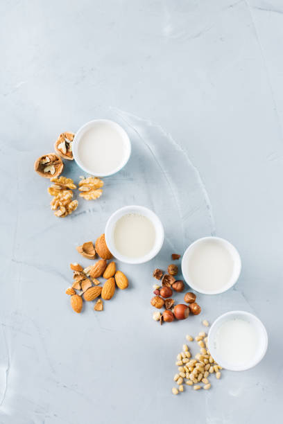 istock Assortment of organic vegan non diary milk from nuts 931843786