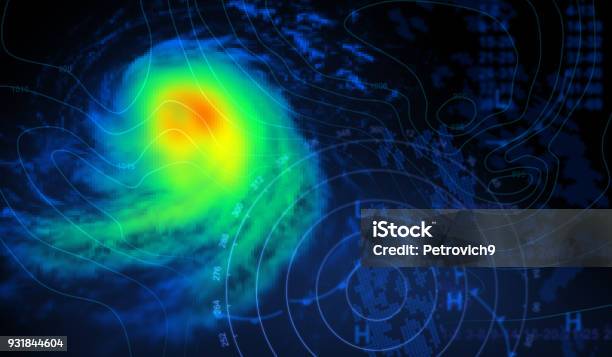 Mappa Meteo E Tempesta - Fotografie stock e altre immagini di Meteorologia - Meteorologia, Carta meteorologica, Tempo atmosferico