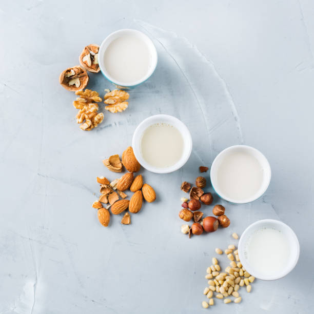 istock Assortment of organic vegan non diary milk from nuts 931844748