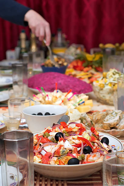istock Salad from seafoods with olives and vegetables 93185304