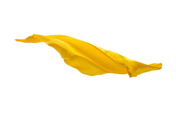 istock Smooth elegant transparent yellow cloth separated on white background 931859312