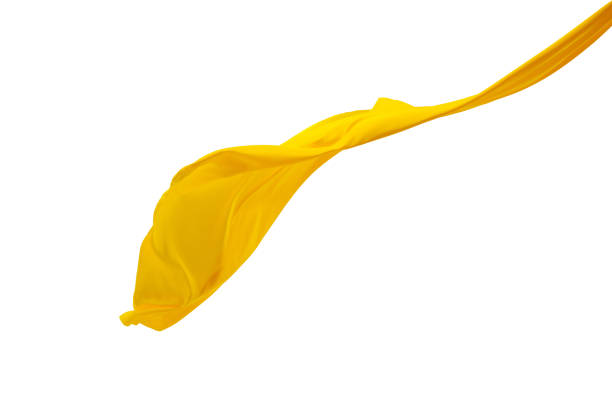 istock Smooth elegant transparent yellow cloth separated on white background 931859388