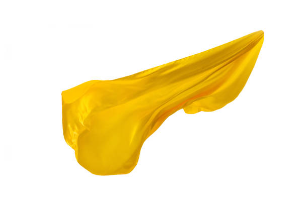 istock Smooth elegant transparent yellow cloth separated on white background 931859608