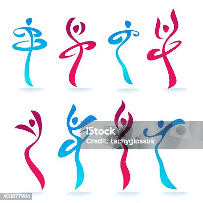 istock Abstract Dancing People women silhouettes for your logo, labels, emblems 931877904
