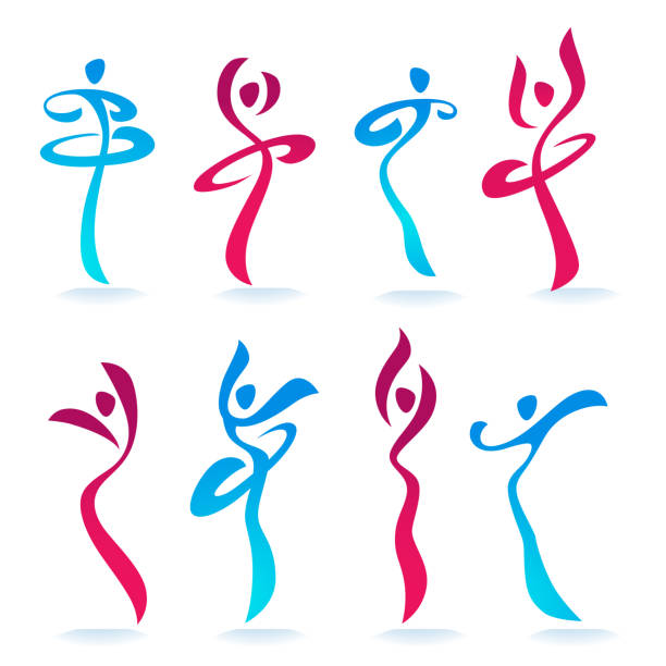 Abstract Dancing People women silhouettes for your logo, labels, emblems Abstract Dancing People women silhouettes for your logo, labels, emblems dance logo stock illustrations