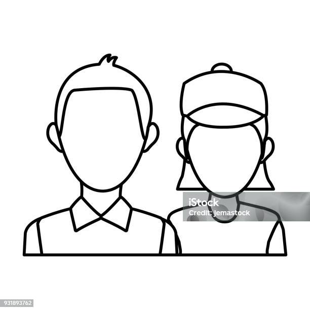 Delivery Man And Woman Portrait People Worker Stock Illustration - Download Image Now - Adult, Adults Only, Business