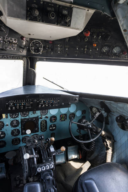 istock Interior of old cockpit and airplane control panel is defective 931895206