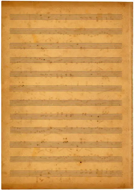 Vintage empty music sheet with clipping path