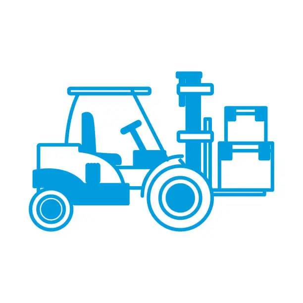 Vector illustration of forklift loaded with cardboard boxes logistics and delivery