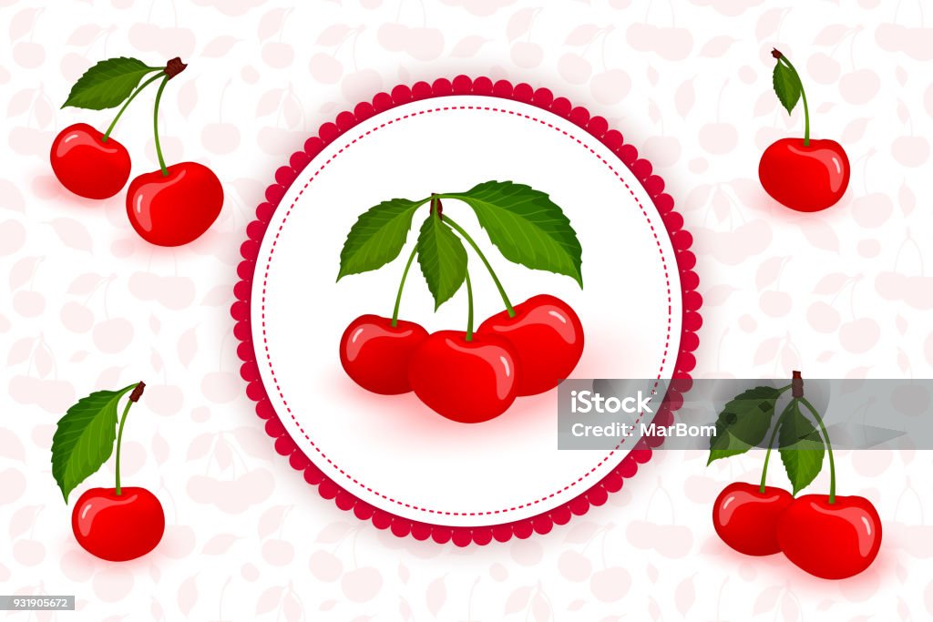 Cherry Labeled Cherry Label Vector Background Stock Illustration - Download Image Now ...