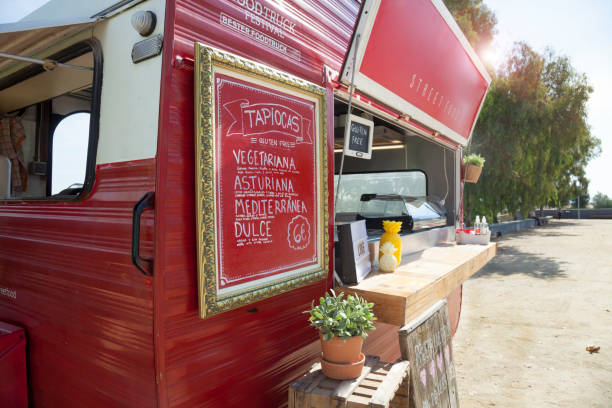 istock Red Food truck 931909454