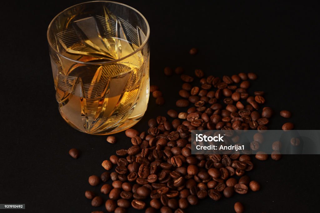 coffee beans and cognac coffee beans Alcohol - Drink Stock Photo