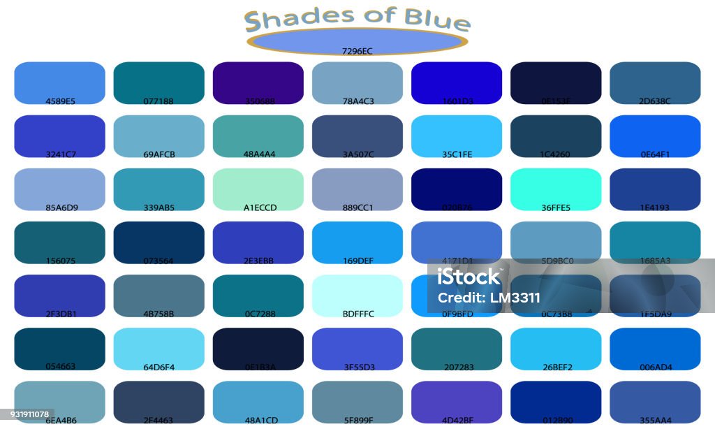Palette Art Of Blue Color Blue Tones And Shades Shades Of Blue Color  Isolated On White Background Color Backgrounds With Codes Vector  Illustration Stock Illustration - Download Image Now - iStock